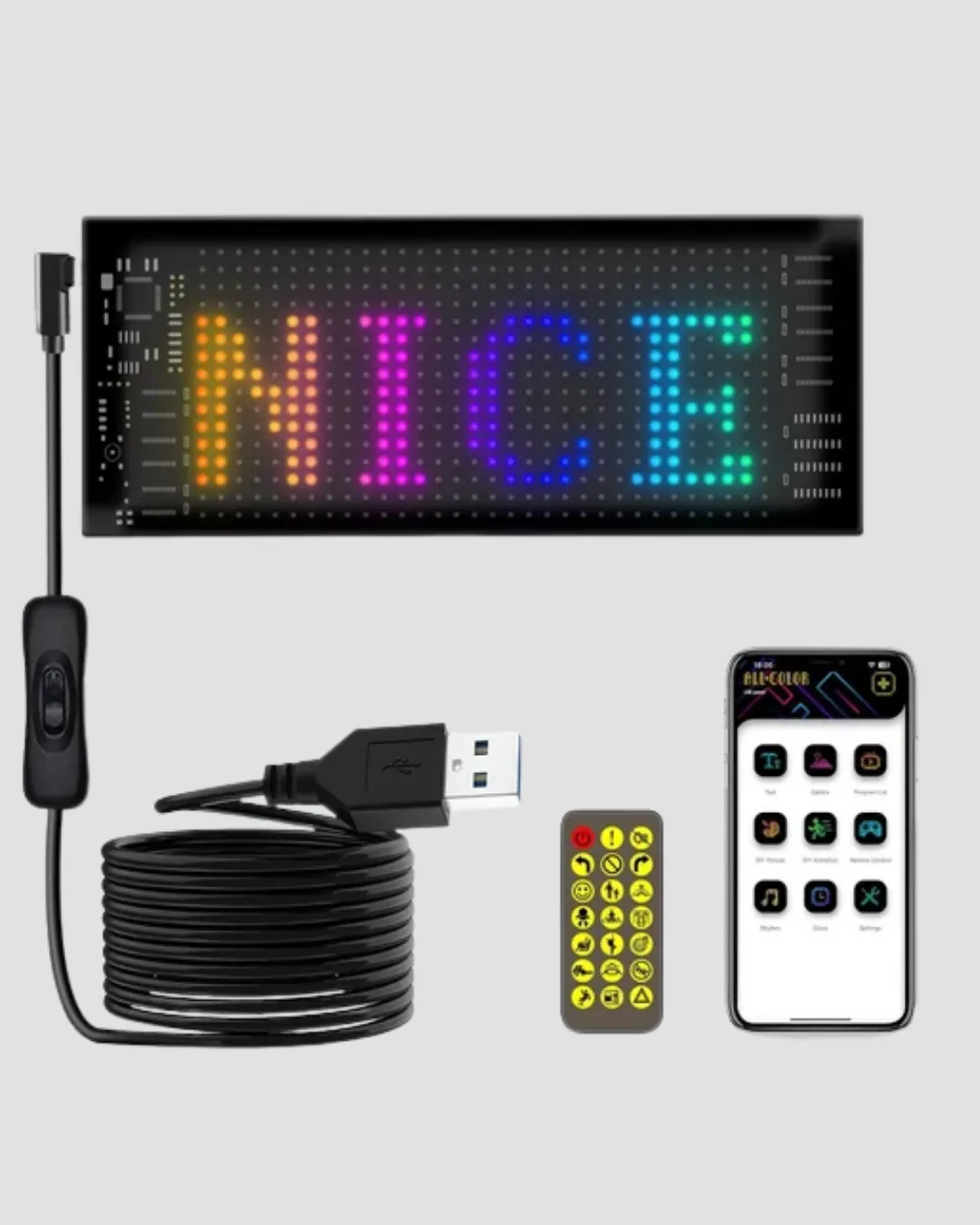 5V USB Akıllı Piksel LED Panel – Mobil Uygulama Kontrollü, Renkli Işık Efektli