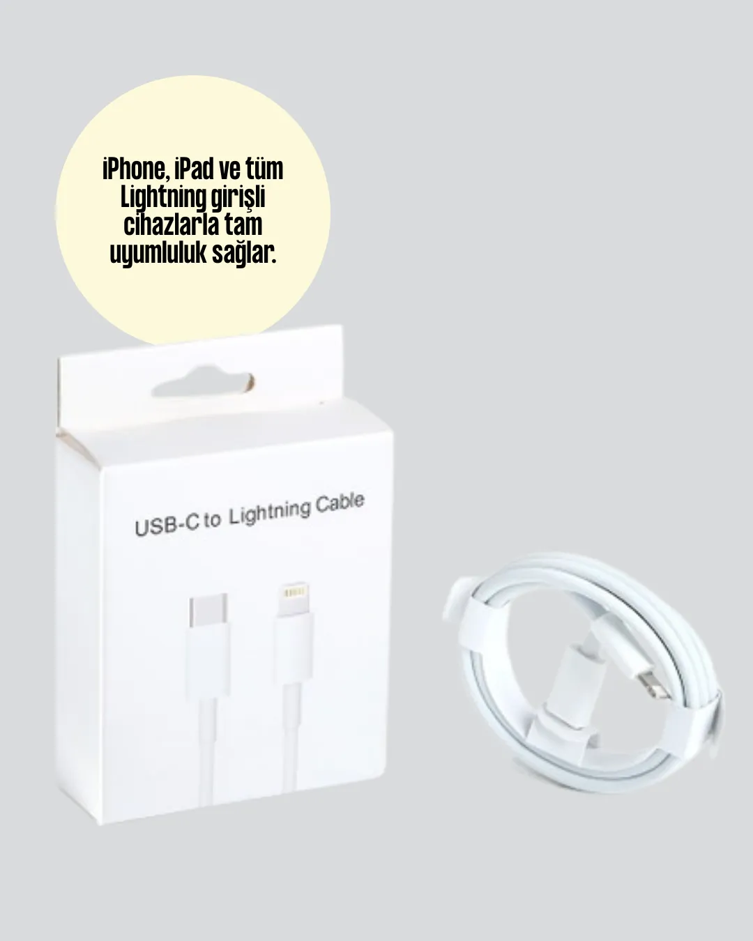 30W Type-C Lightning Hızlı Şarj Kablosu 1.2m iPhone Uyumlu