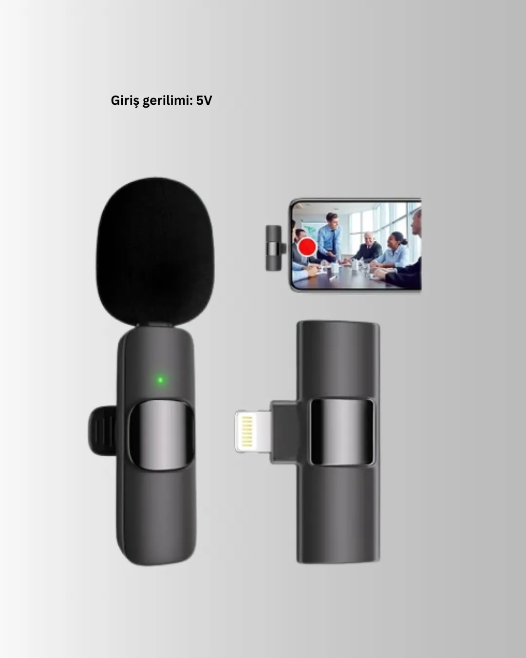 Çift Mikrofonlu Kablosuz Kayıt Seti iPhone Uyumlu Mini Mikrofon