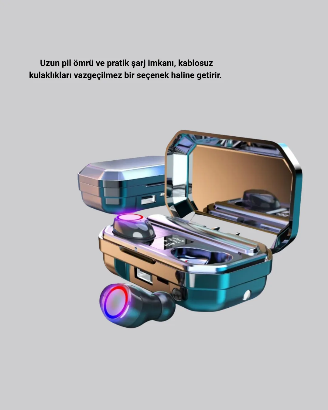 Kablosuz Kulaklık Uzun Pil Ömürlü Şarj Kutulu Ergonomik Hafif Tasarım