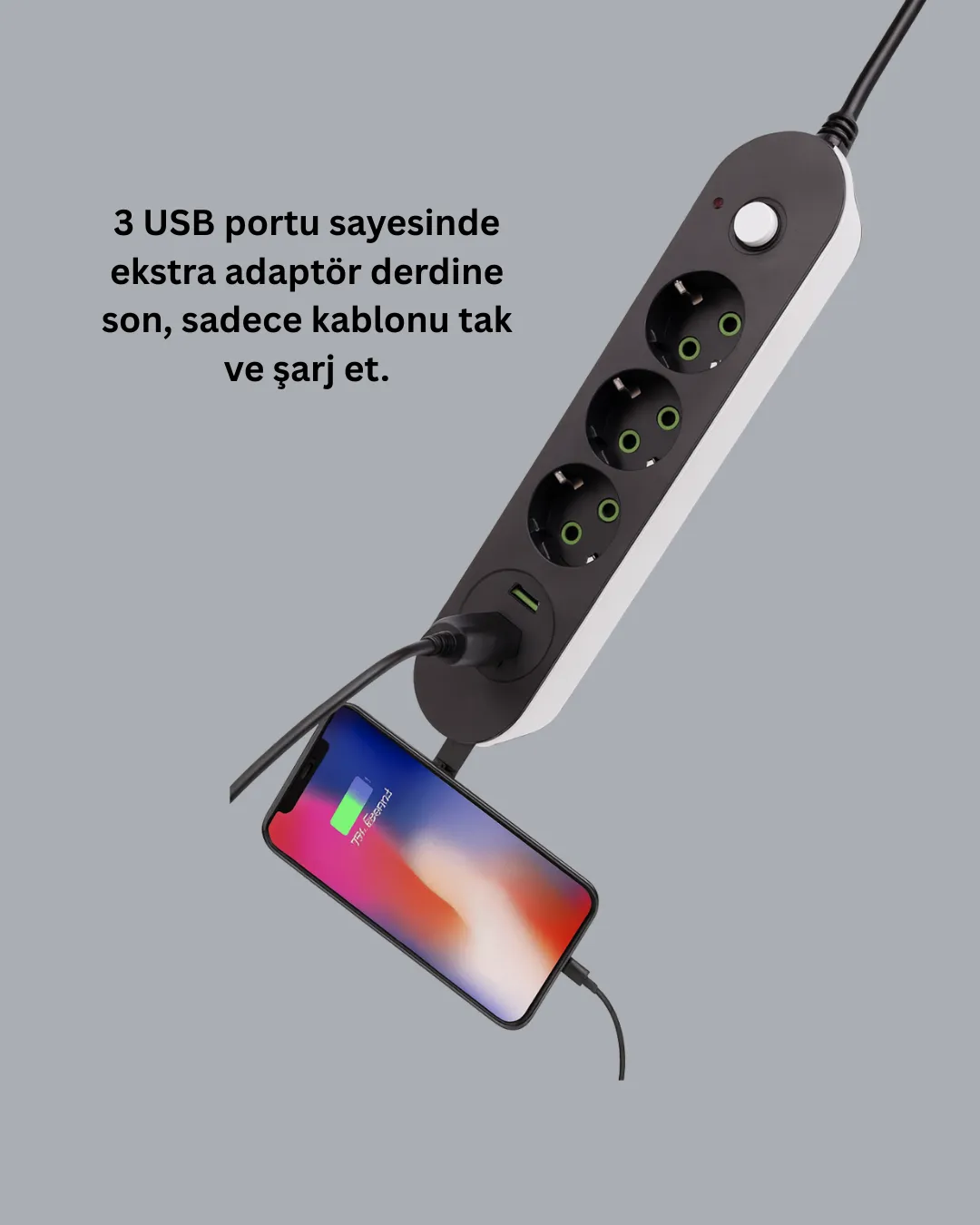 3 USB Portlu Üçlü Priz CXE103