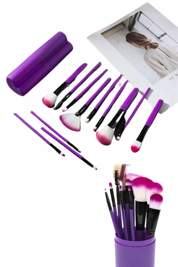 12 Parça Profesyonel Makyaj Fırçası Far Fırçası Allık Fırçası Yumuşak Kıllı