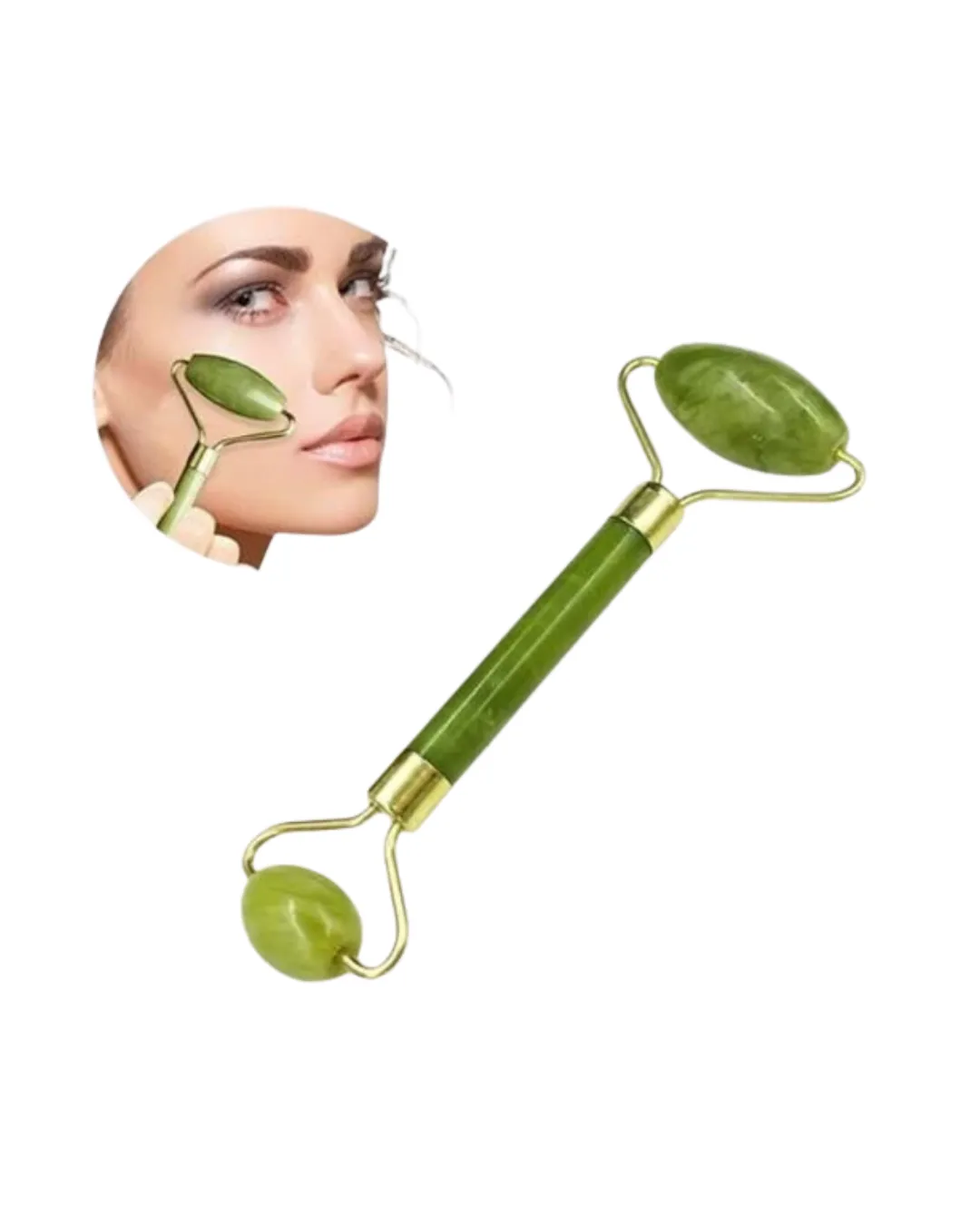 Doğal Yeşim Taşı Yüz Masaj Roller ve Gua Sha Seti 2 Parça