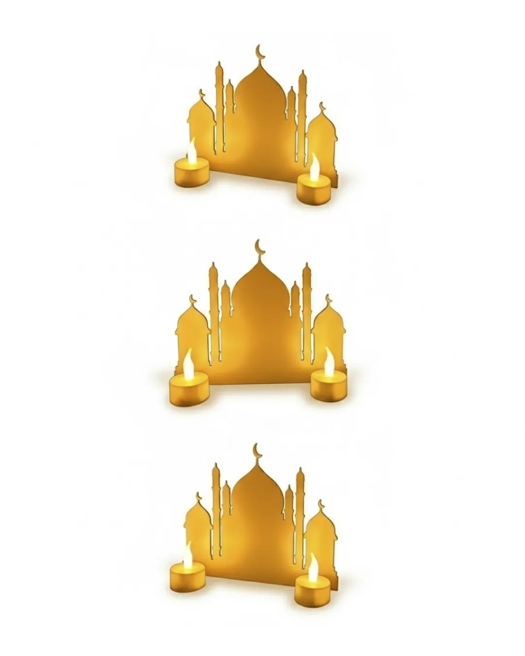 3D Cami Siluet Dekor 2 Pilli Mum Dahil Ramazan Masa Üstü