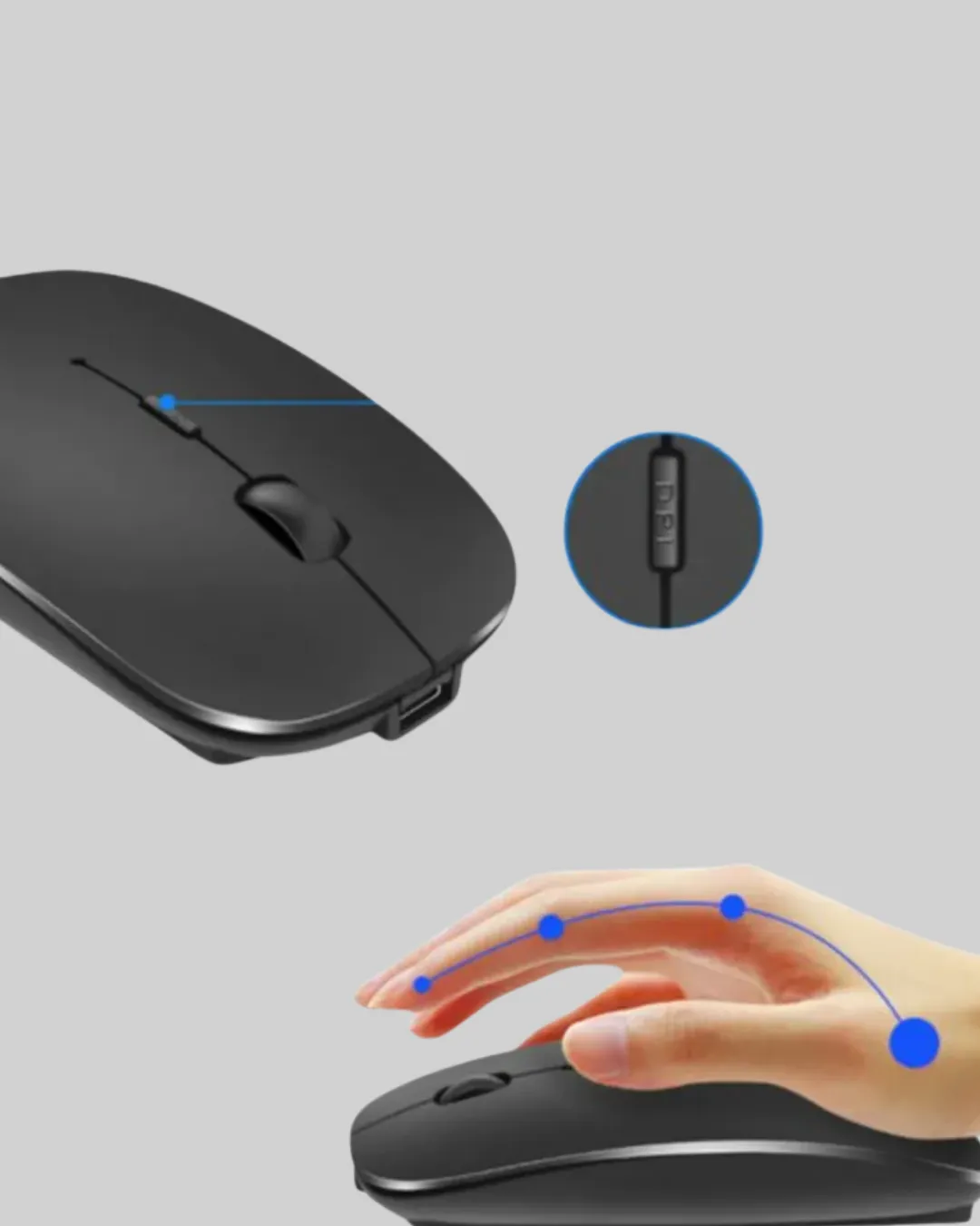 Sessiz Wireless Mouse – 5000 DPI Hassasiyetli ve Hafif Tasarım