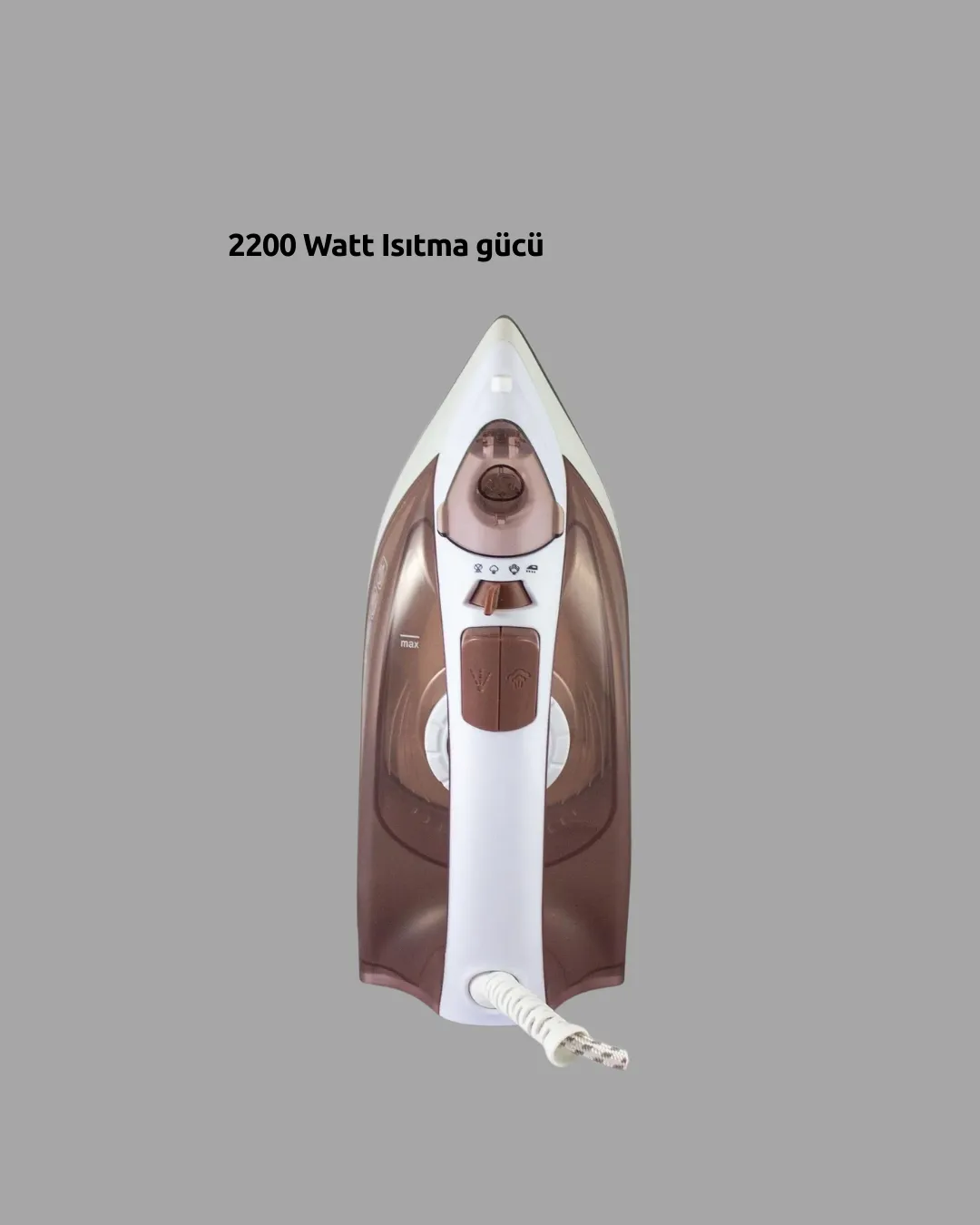 Kahverengi Buharlı Ütü 2200W Sürekli Buhar 120 g Şok Buhar