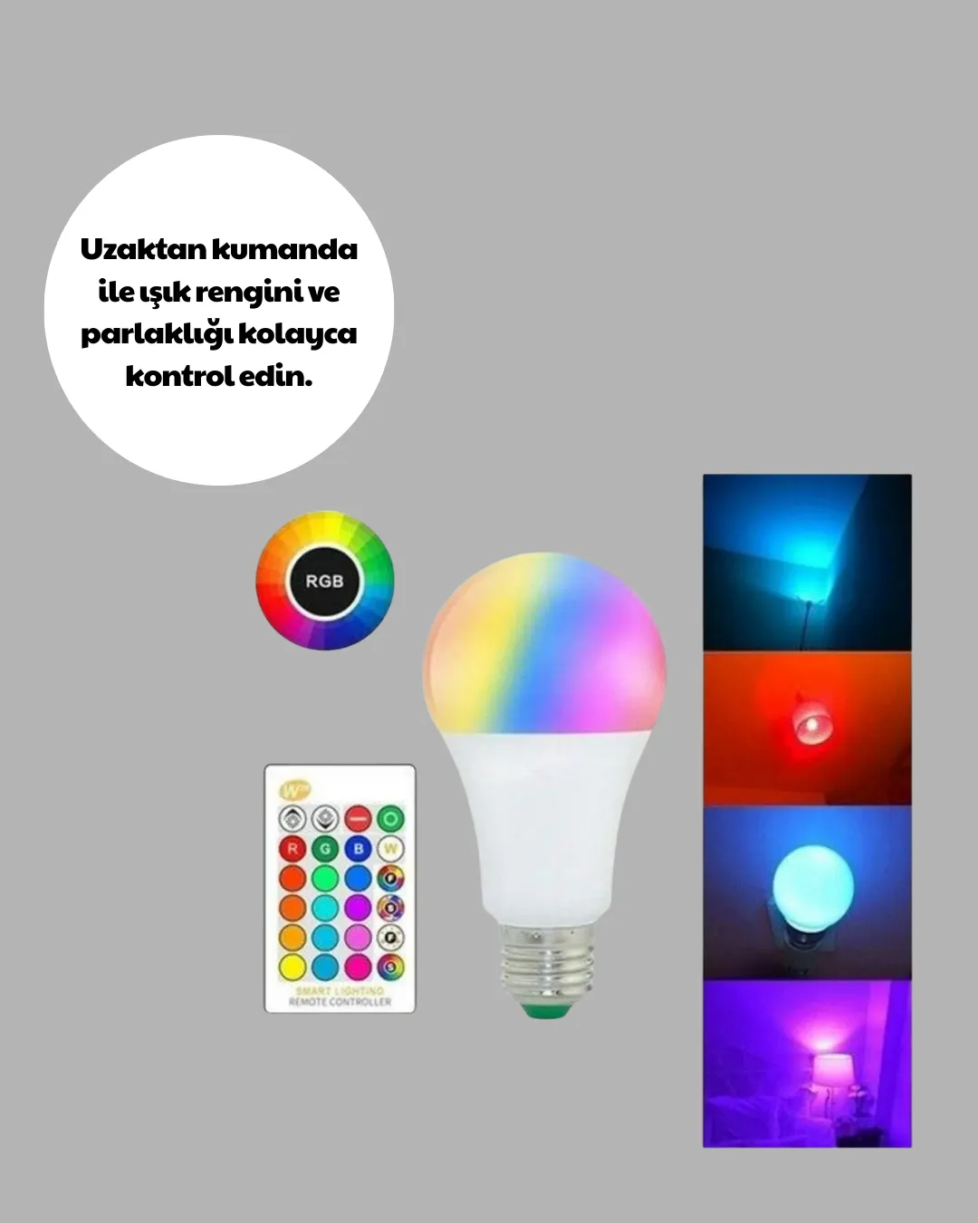 A Kalite 2025 RGB LED Ampul Uzaktan Kumandalı 16 Renkli Lamba