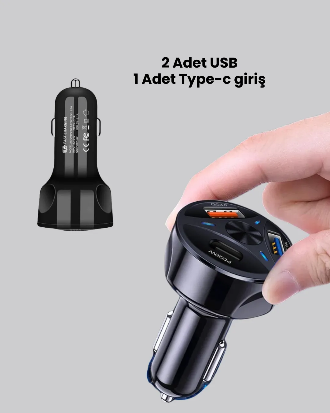 55W Güçlü Araç Şarj Cihazı Power Delivery Destekli