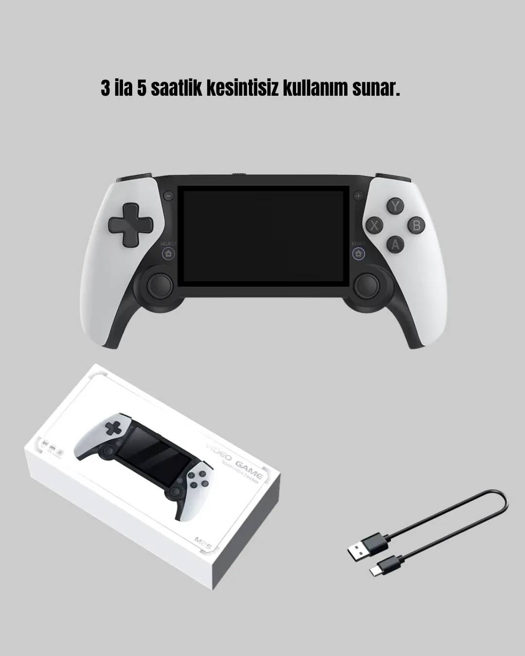 4.3 İnç Ekranlı Retro Oyun Konsolu – 64 GB Hafızalı, Şarjlı ve Multimedya Destekli