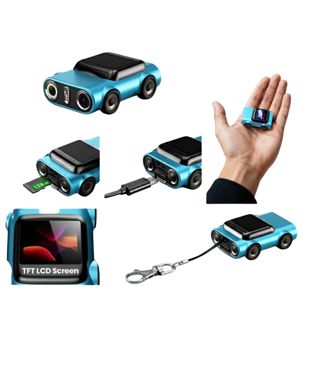 Kompakt Dash Kamera USB Şarj TF Kart Destekli