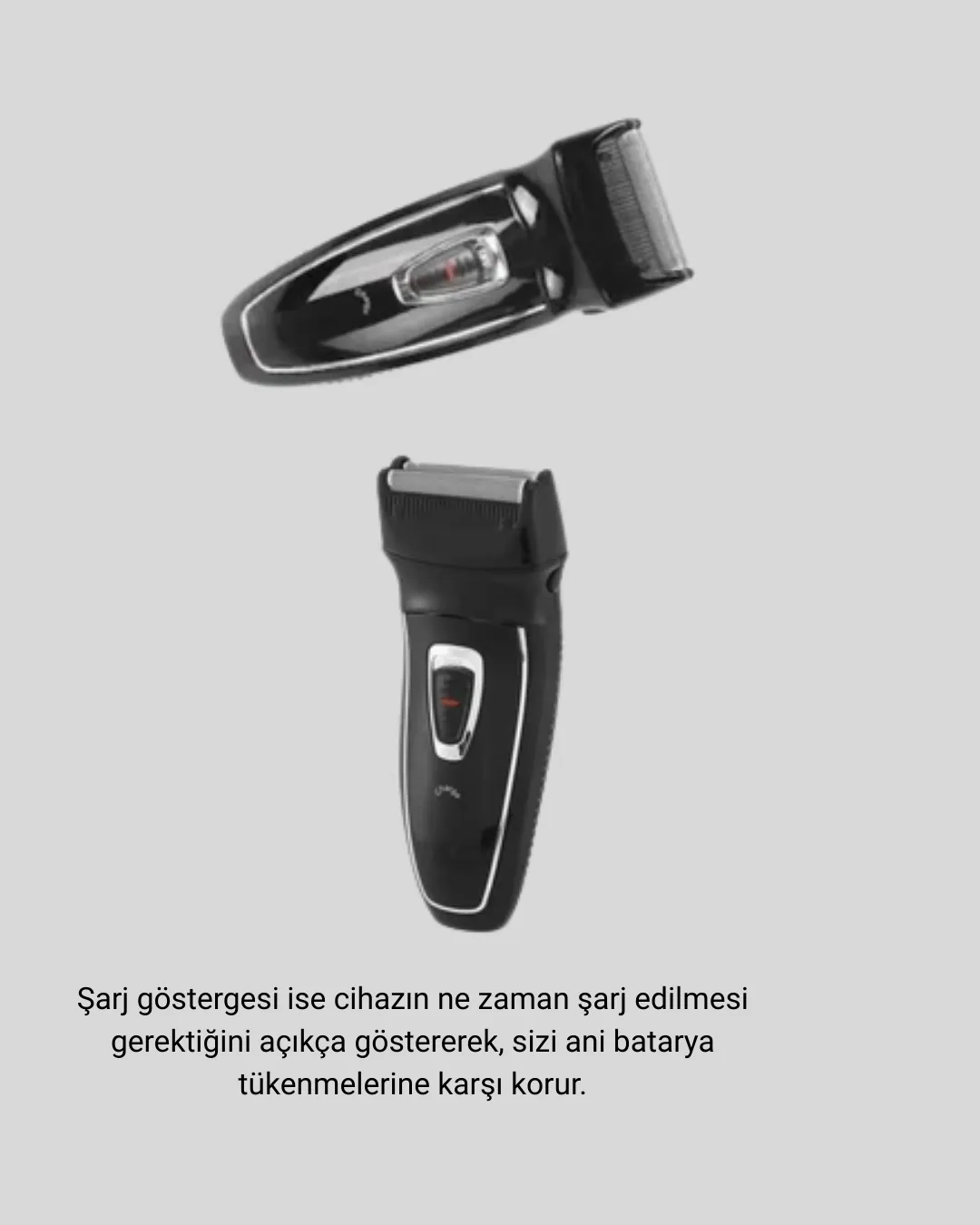 Kablosuz Tıraş Makinesi Çift Başlıklı Kuru Tıraş Folyo Başlık Şarj Göstergeli