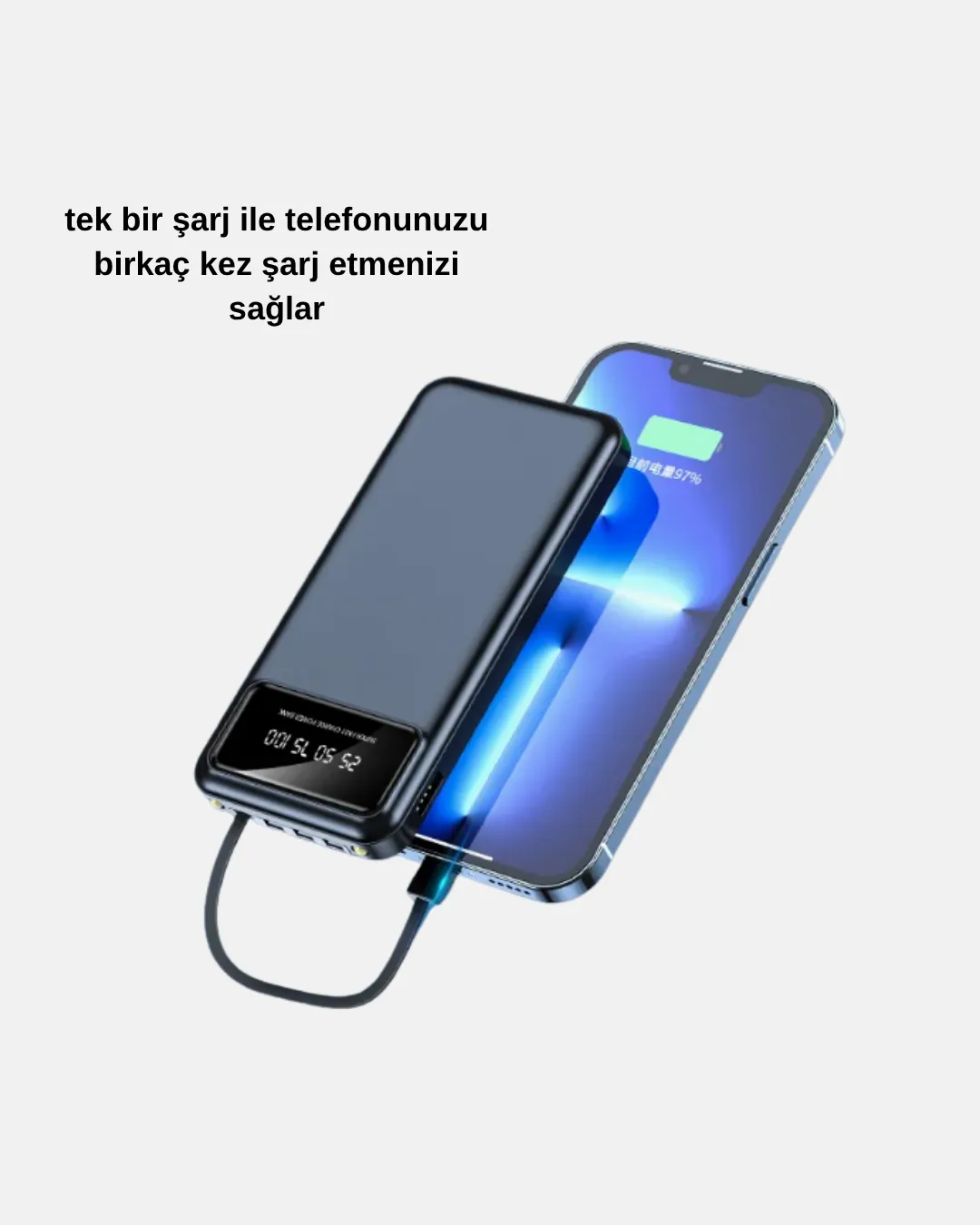 Powerbank 20000 mAh LED Fenerli ve Çoklu Güvenlik Korumasına Sahip
