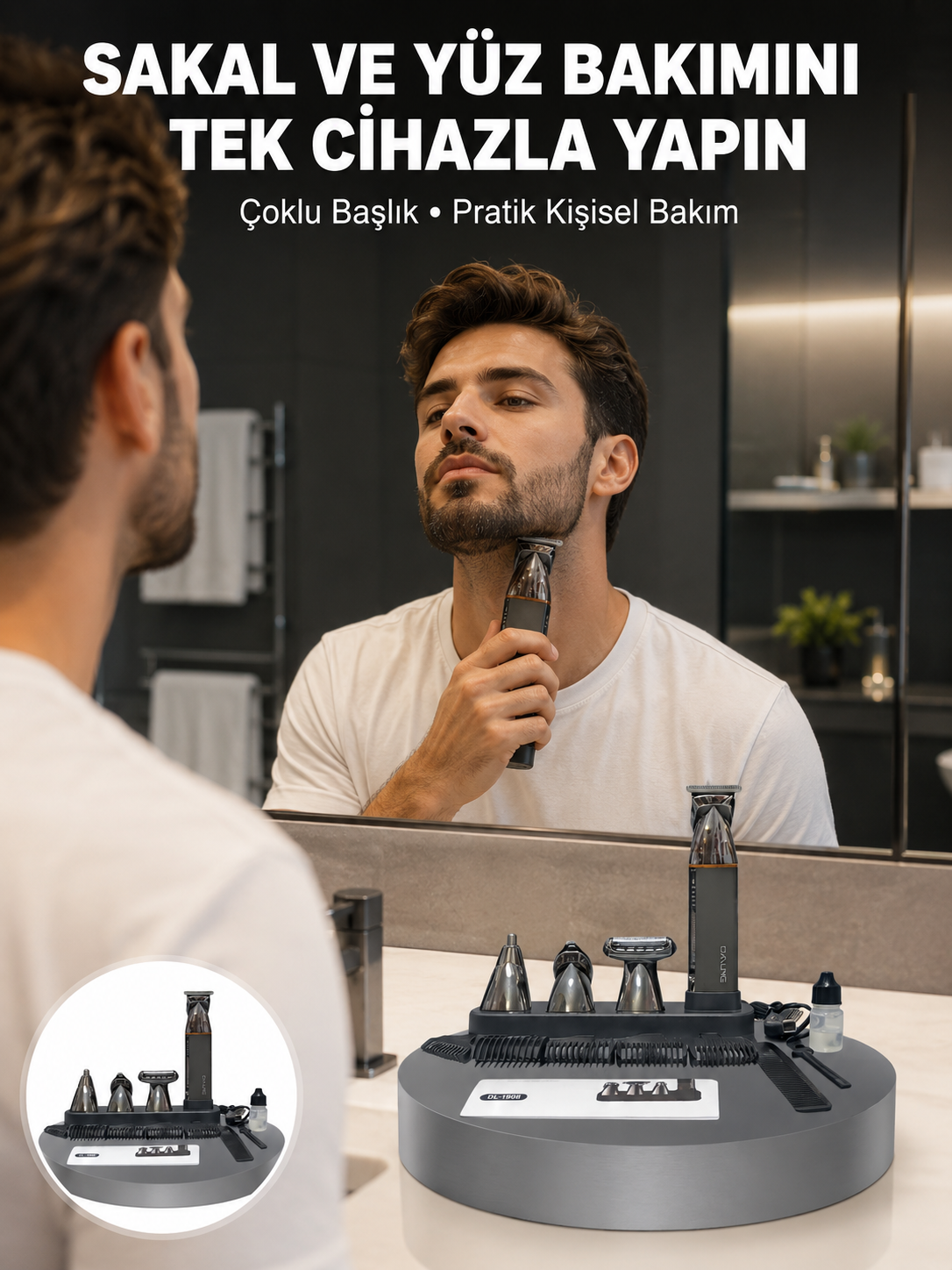 Çok Fonksiyonlu 9’u 1 Arada Tıraş Makinesi Şarjlı Saç Sakal Düzeltici
