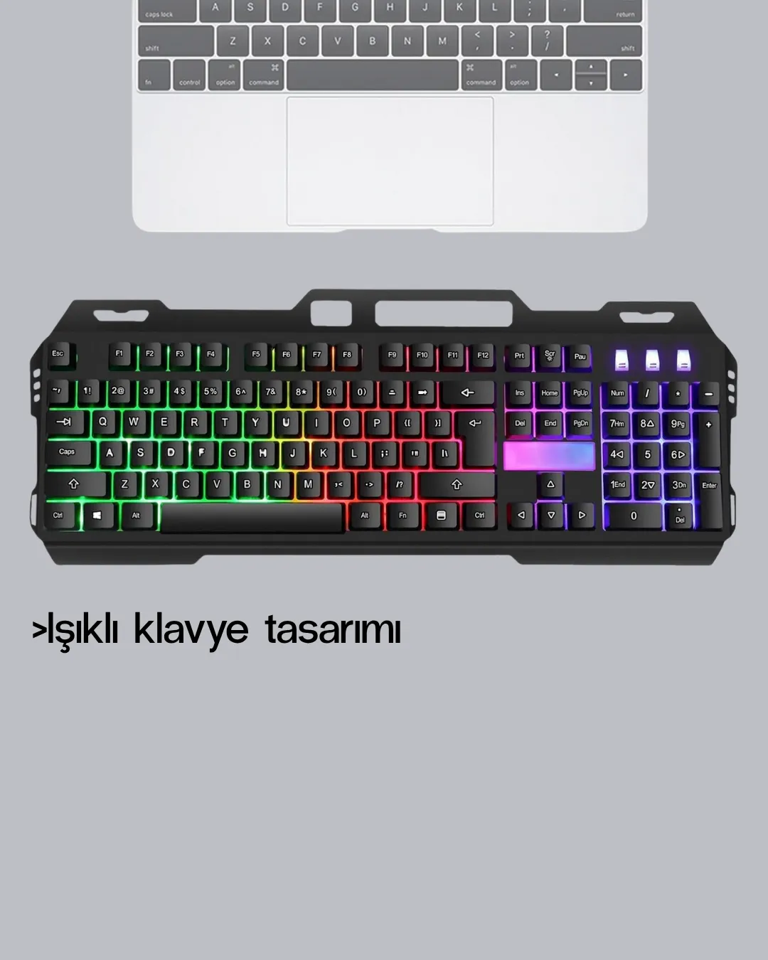 RGB Aydınlatmalı Klavye Mouse Seti – USB Bağlantılı, Türkçe Q, Ayarlanabilir DPI, Ergonomik Yapı