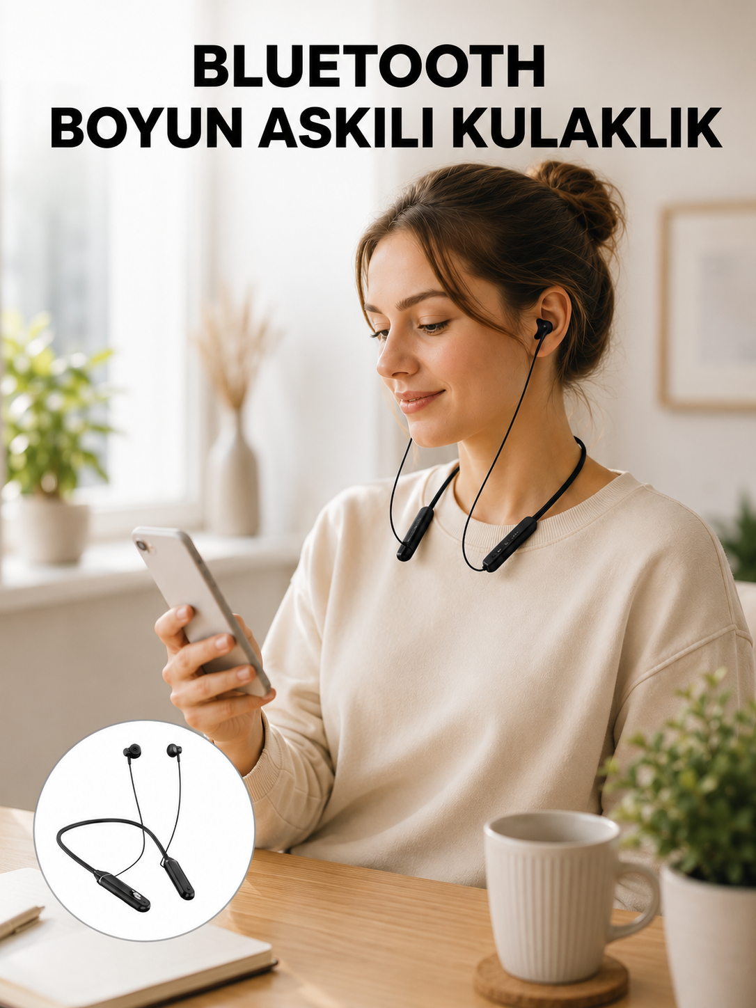 Ergonomik Tasarımlı Bluetooth Kulaklık – Gürültü Azaltmalı, Manyetik