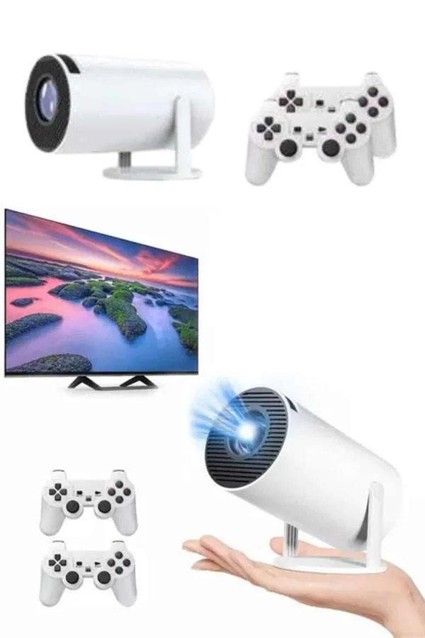 Projeksiyon Cihazı Video Oyun Konsolu Projektör Taşınabilir Ayaklı Çift Kollu 4K Çözünürlüklü