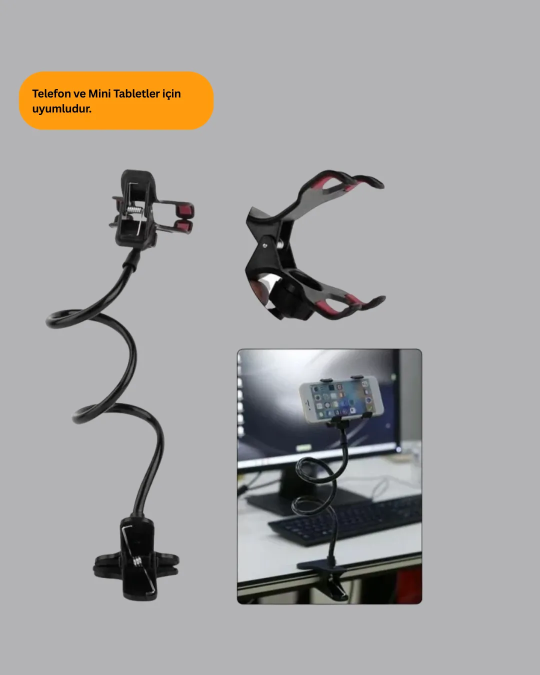 Eller Serbest Kullanım Sağlayan Masaüstü Telefon Tutucu