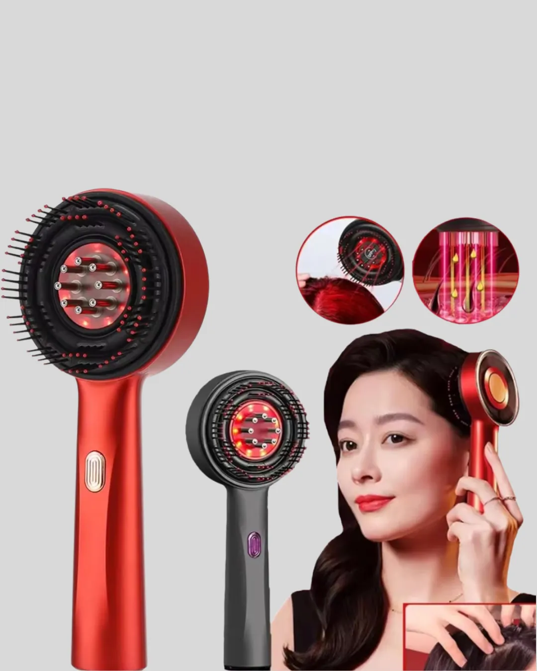 Kırmızı LED Işıklı Saç Derisi Masaj Aleti