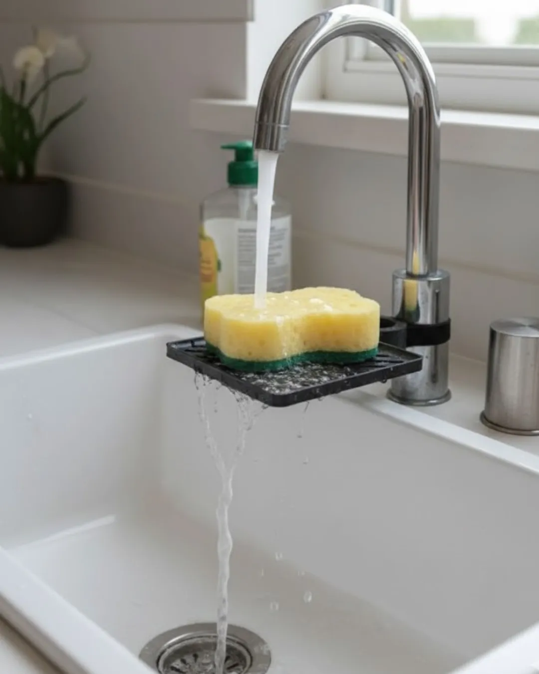 Musluğa Monte Sünger Organizeri Hijyenik Drenajlı Pratik Tasarım