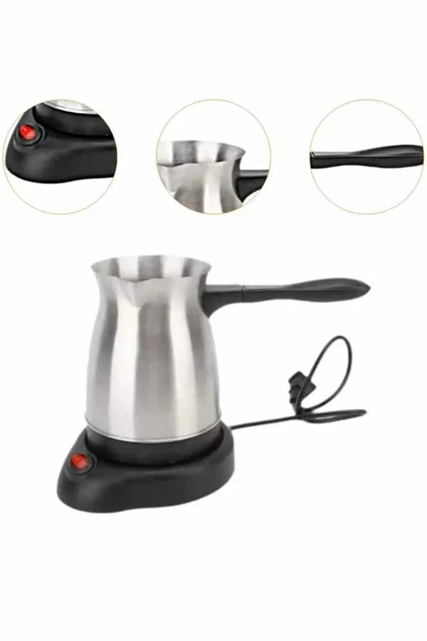 Paslanmaz Çelik Türk Kahvesi Makinesi 6 Fincan Kpasiteli Elektrikli Cezve