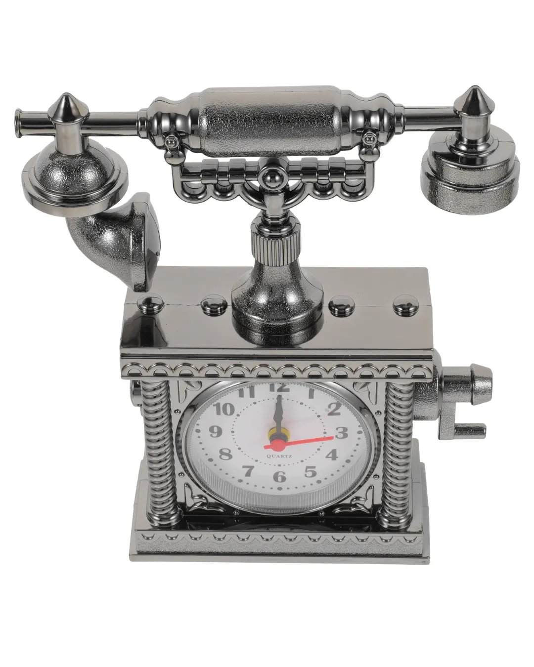 Vintage Telefon Tasarımlı Masa Saati ve Çalar Saat Dekoratif Model