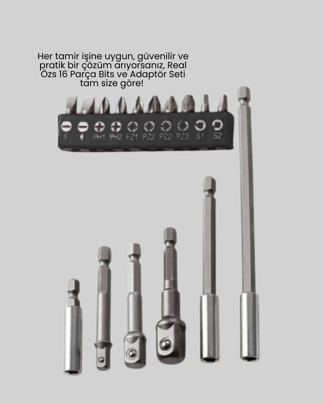 Ergonomik 16 Parça Bits Tornavida Uç ve Adaptör Seti