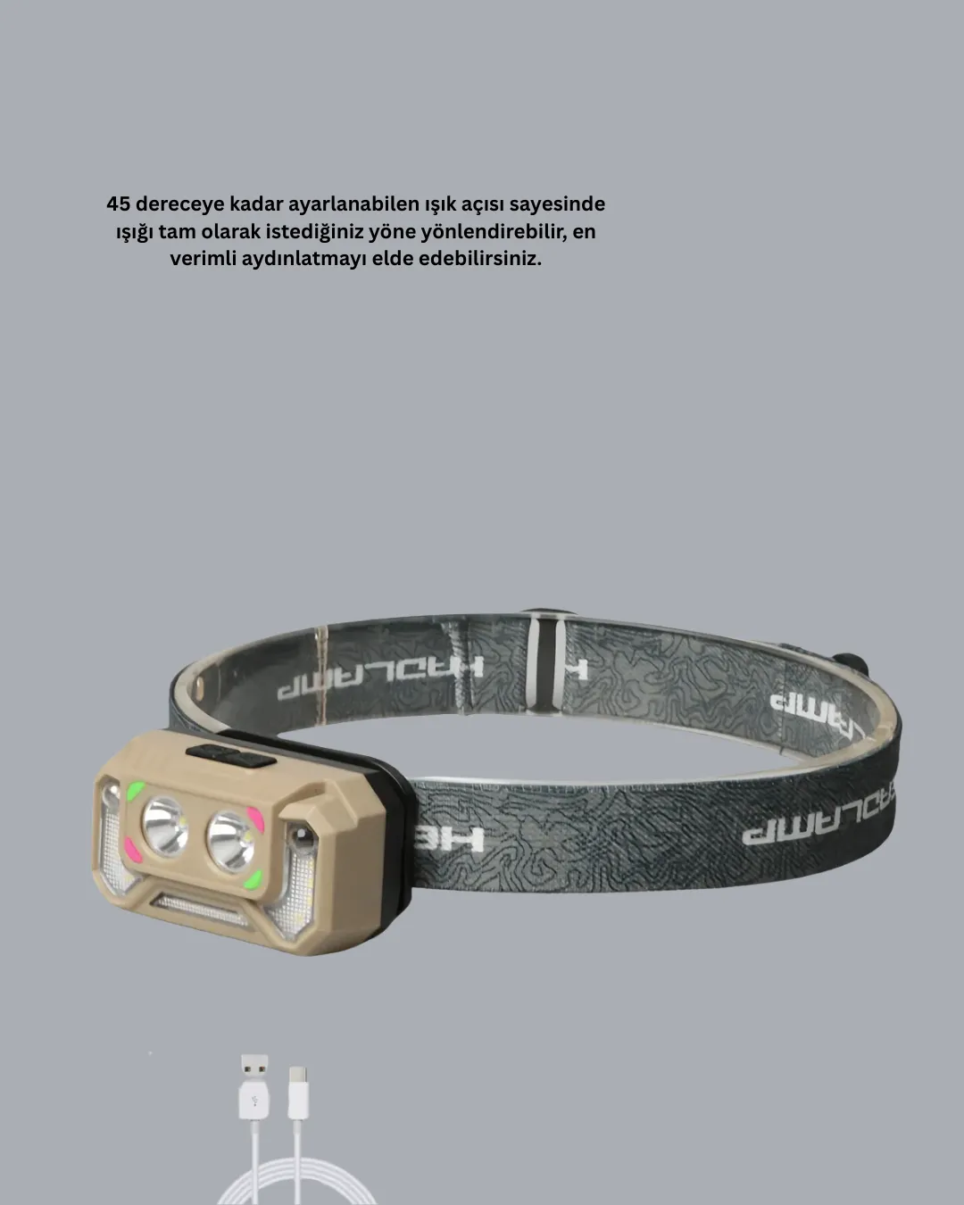 Wave Sensörlü LED Kafa Lambası Şarjlı Ayarlanabilir Işık