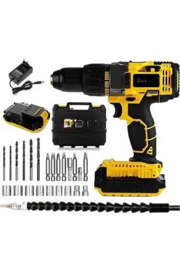 Profesyonel Çift Bataryalı Akülü Vidalama Şarjlı Matkap 24 Parça