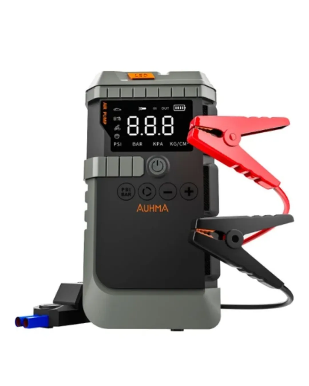 Taşınabilir Araç Çalıştırma Jump Starter Hava Pompası Dijital Basınç Göstergeli Güç Bankası