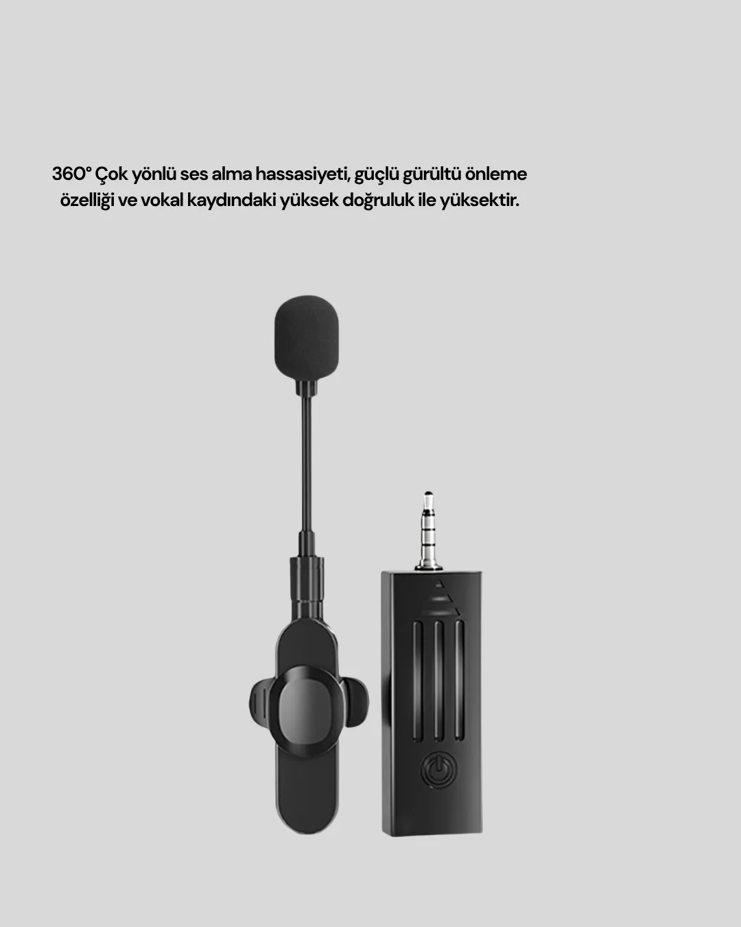 Kablosuz 2.4 GHz Yaka Mikrofonu – 60 m Menzilli, Gürültü Azaltıcı, Şarjlı ve Taşınabilir