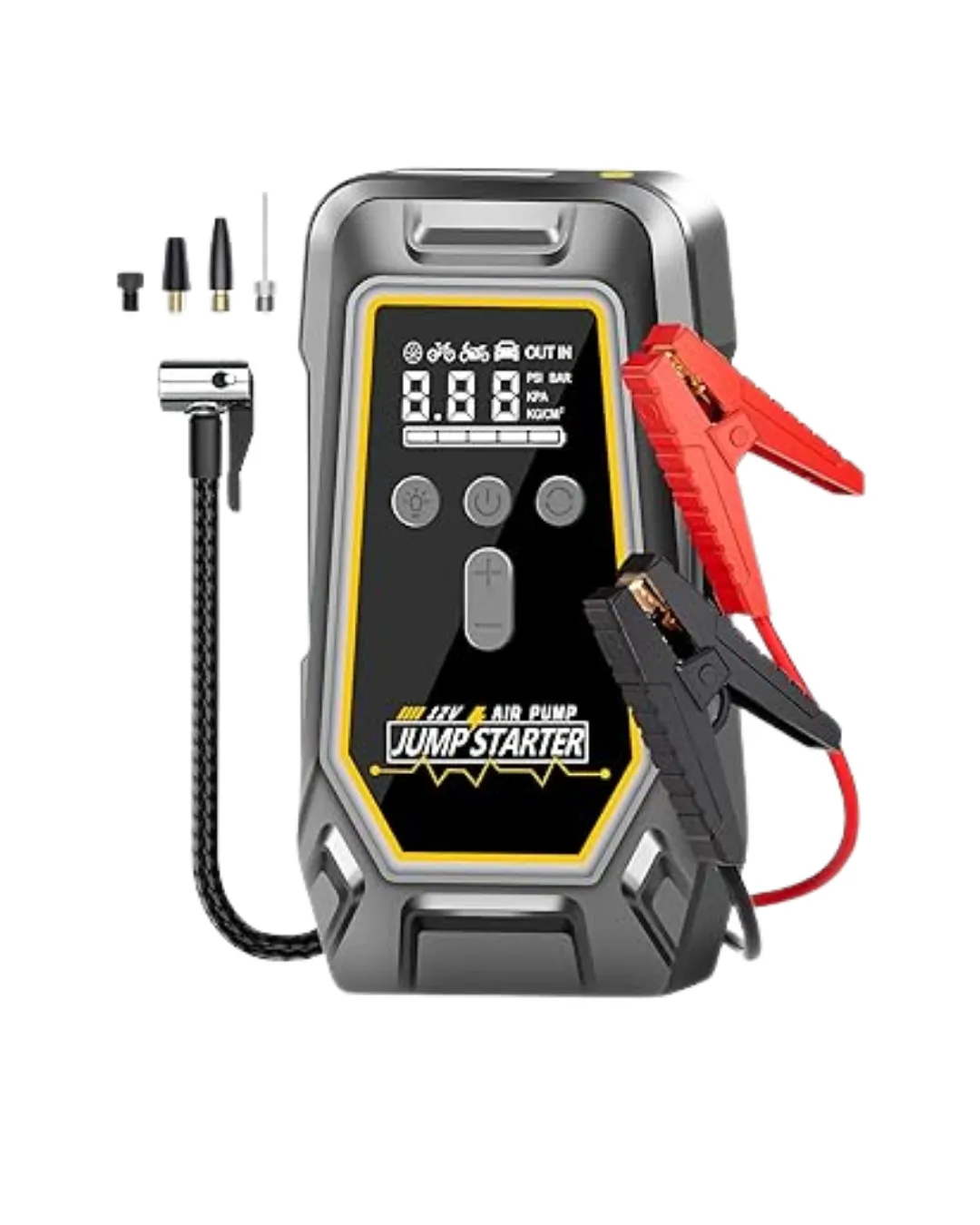 Akü Takviye Lastik Şişirme ve Powerbank Özellikli Çok Fonksiyonlu Cihaz