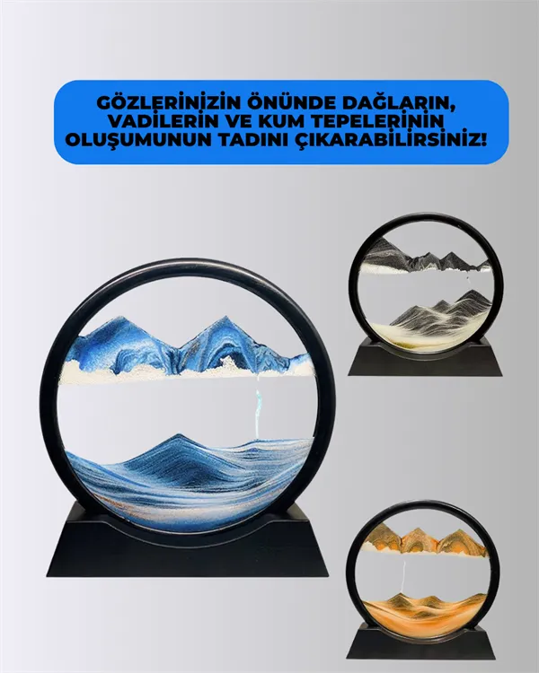 Zihin Açıcı Kum Manzarası – 3D Dinamik Kum Tablosu, Dekoratif, Dönüştükçe Yenilenen Sakinleştirici Sanat Eseri