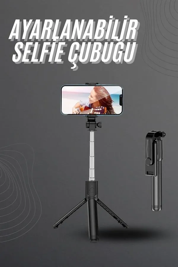 Selfie Çubuğu Tripod Bluetooth Kumandalı Selfie Çubuğu Telefon Tutucu