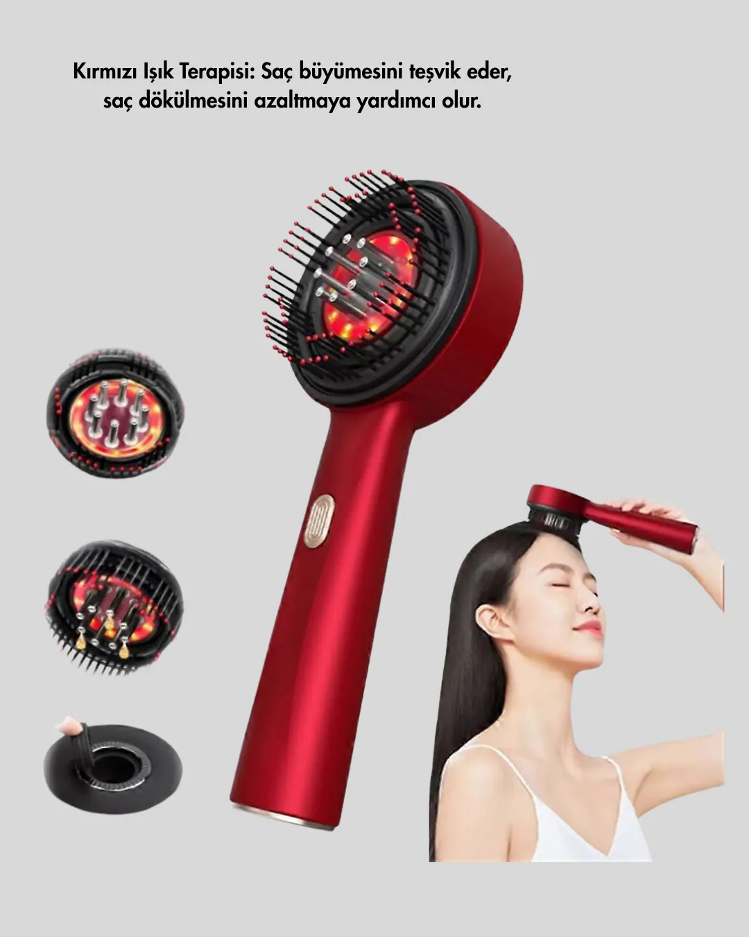 Kırmızı LED Işıklı Saç Derisi Masaj Aleti