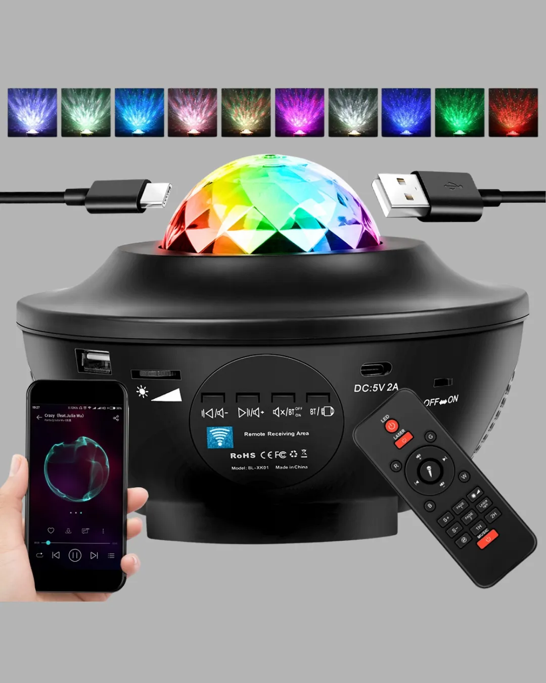 Galaxy Yıldız Projektör Çok Renkli Ayarlı Parlaklık Uzay Atmosfer Işığı