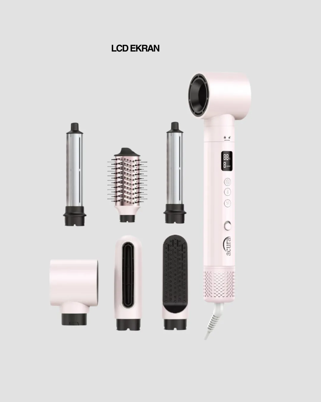 Çok Fonksiyonlu 6 Başlıklı Saç Kurutma ve Şekillendirme Seti