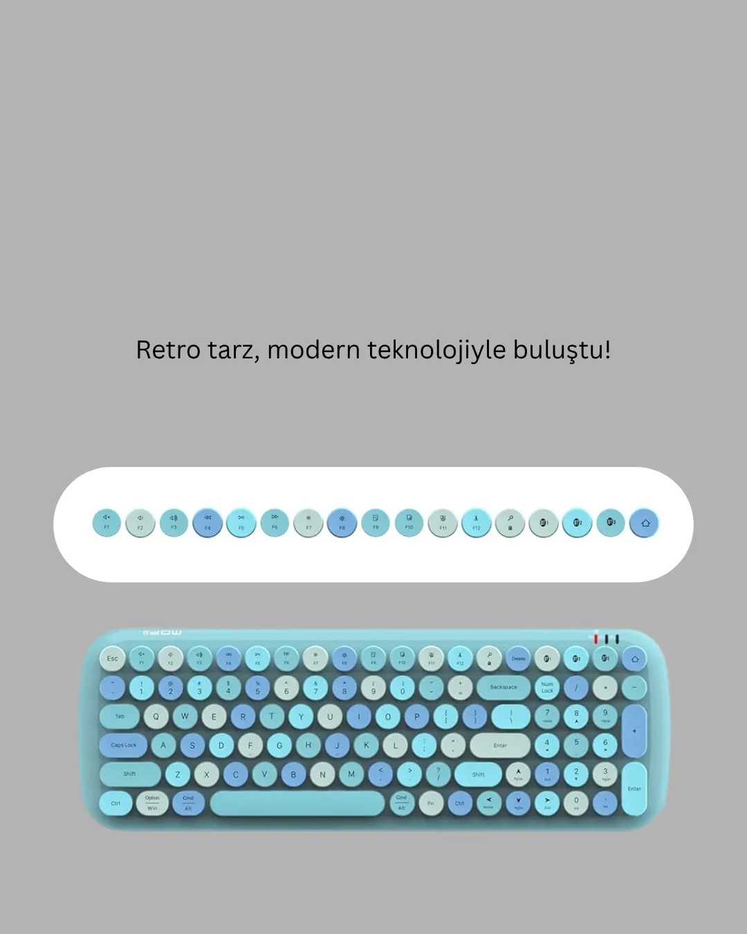 Kablosuz Klavye ve Mouse Seti – Sessiz Tuş, Retro Tasarım