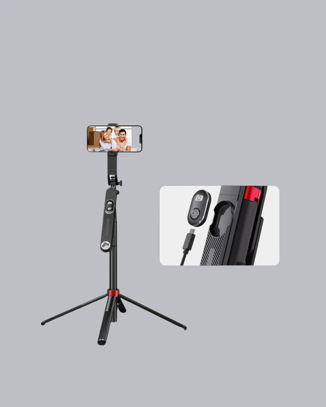 Kablosuz Çift Yaka Mikrofonu ve Tripodlu Selfie Çubuğu İçerik Üretici Seti