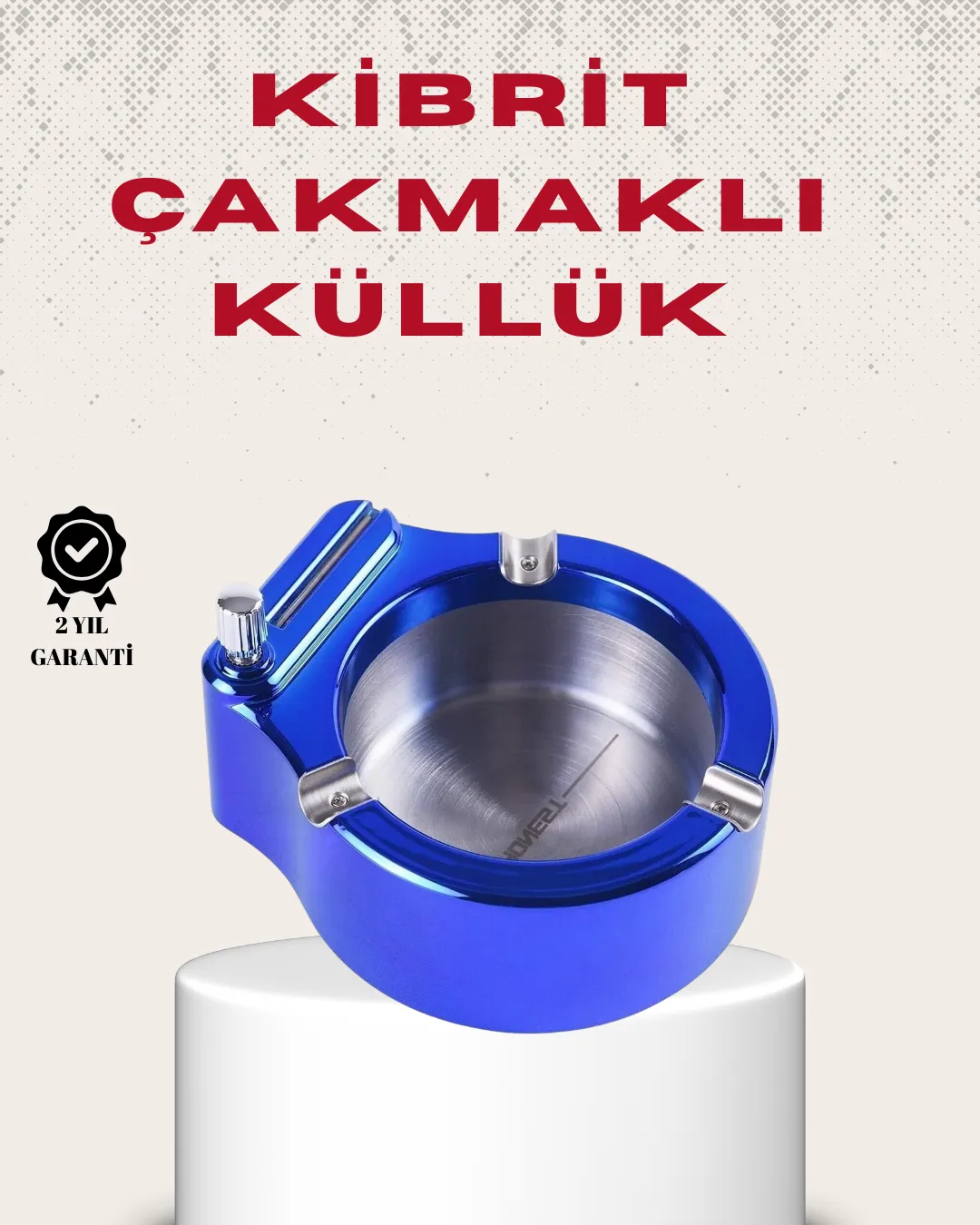 Metal Küllük ve Çakmak Seti Yuvarlak Modern Tasarım