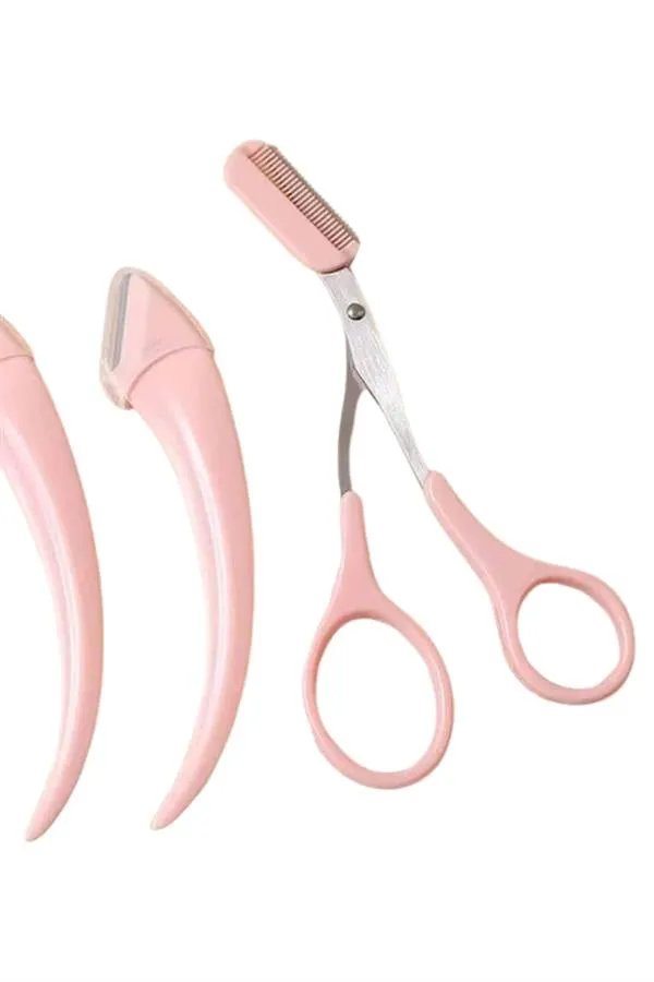 Taraklı Kaş Bıyık Makası Ve Kaş Ustura Seti Kaş Bıyık Tüy Alma Epilasyon Aleti 2'li Set