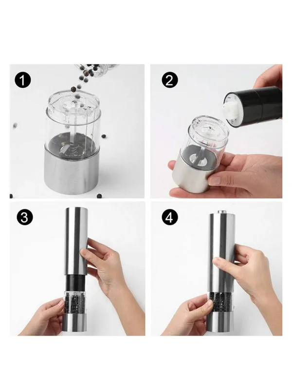 Pil İle Çalışan Elektrikli Baharat Öğütme Cihazı Ergonomik Şeffaf Gövde