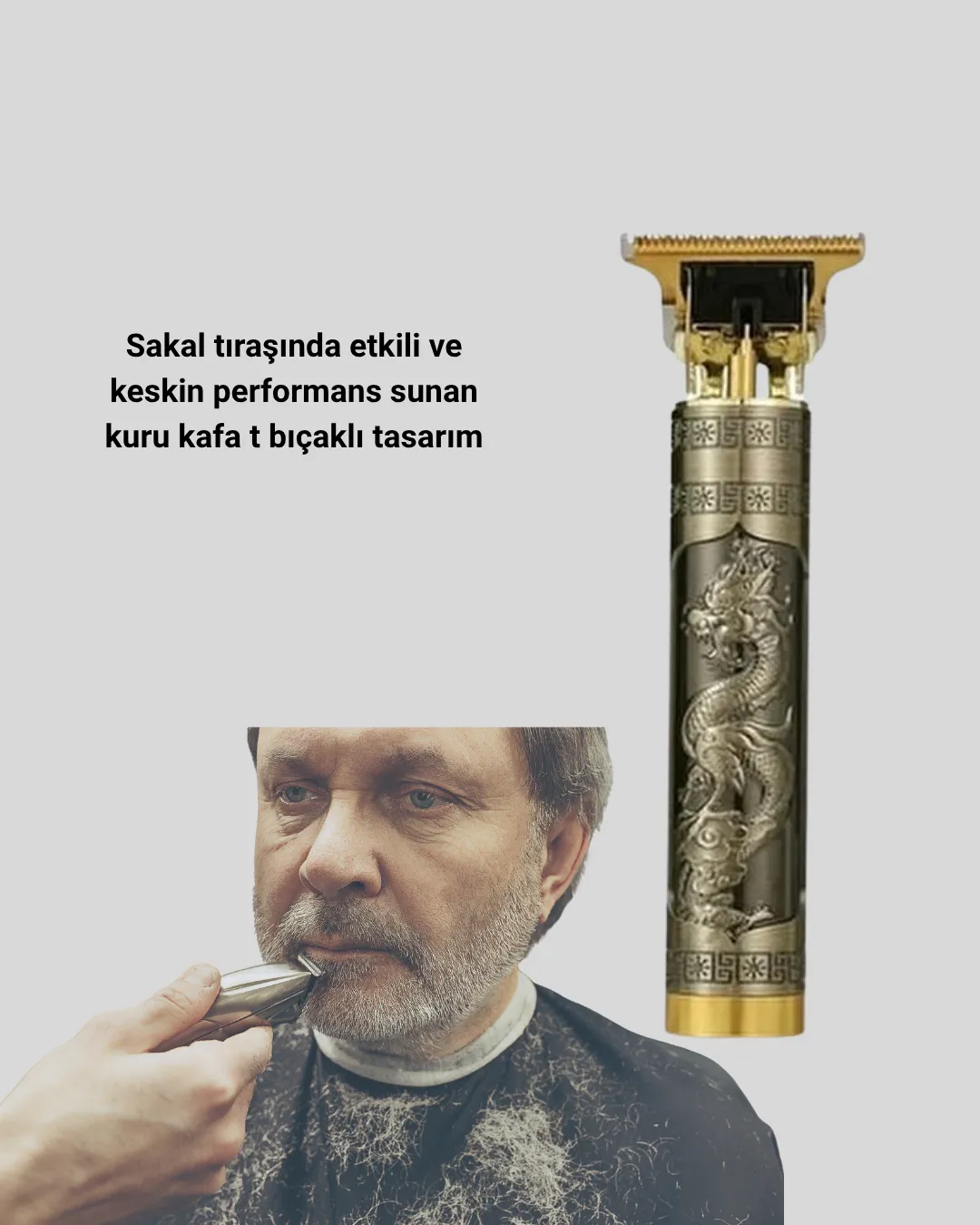 Şarjlı T Bıçaklı Saç ve Sakal Tıraş Makinesi – 3 Başlıklı, Güçlü Motorlu, 2 Saat Kullanım