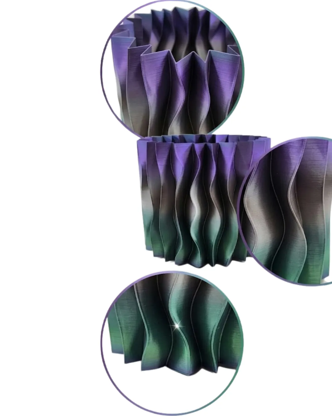 Sanatsal Dalga Desenli Mor 3D Baskı Dekoratif Vazo Ev Dekorasyonu