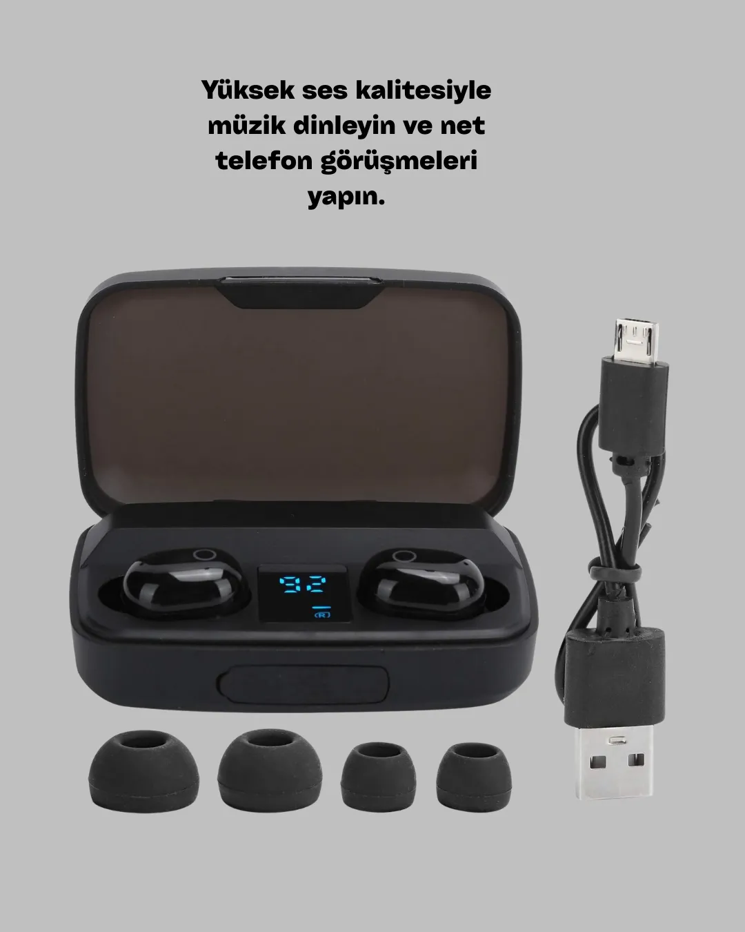 Dokunmatik Kontrollü ABS Malzemeli Bluetooth Kulaklık + Yüksek Kapasiteli Kutu