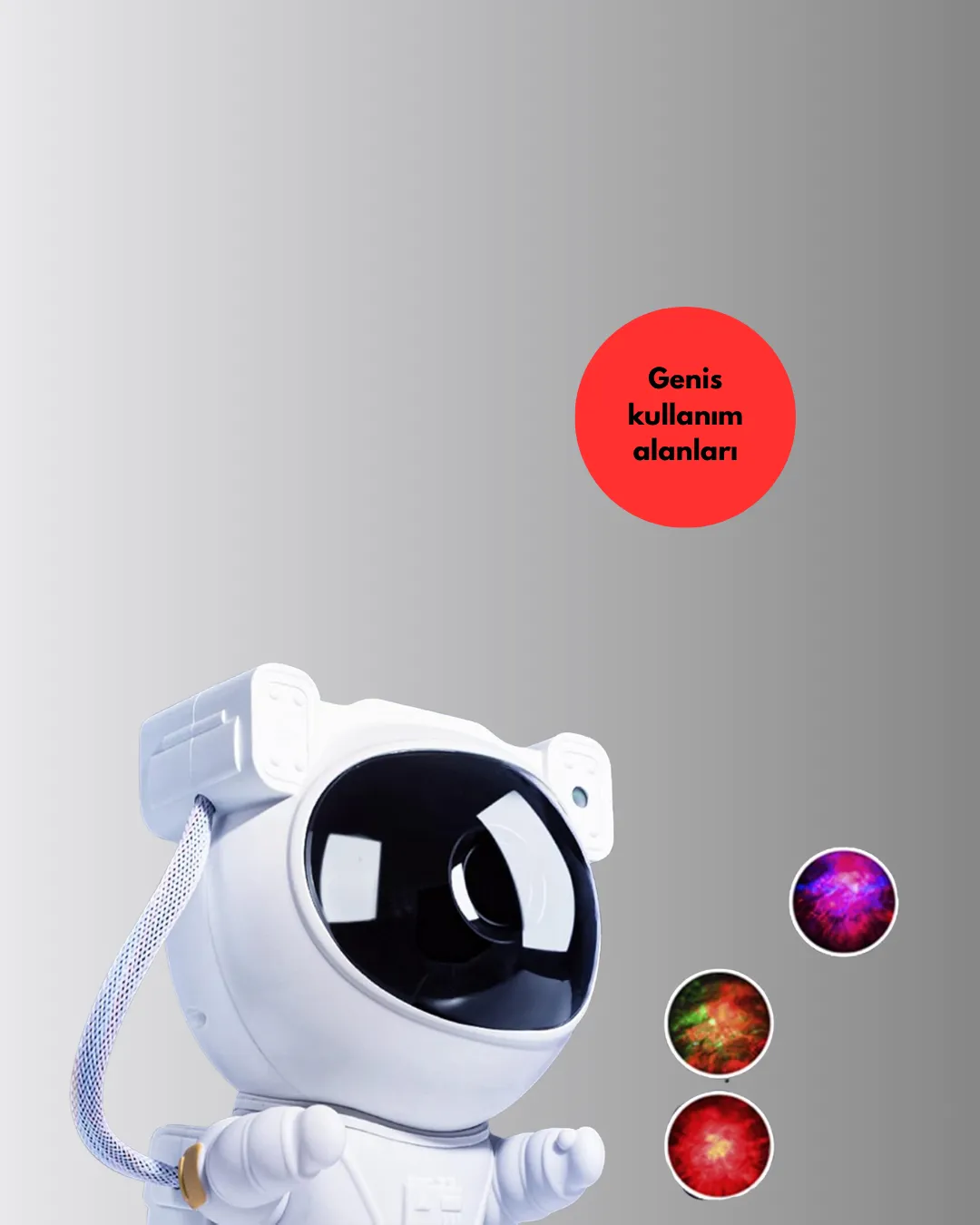 Astronot Yıldız Projeksiyon Lambası 8 Efektli Uzaktan Kumandalı Gece Işığı