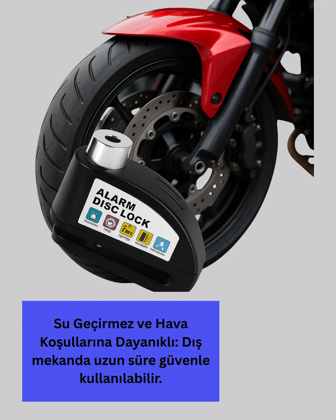Çelik Gövdeli Alarm Disk Kilidi Motosiklet ve Bisiklet İçin Güvenlik