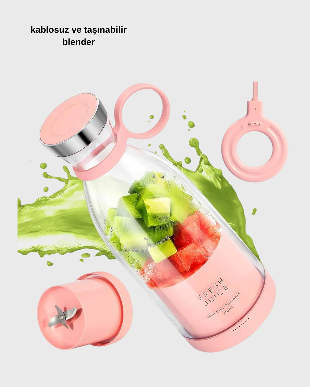 Kablosuz Taşınabilir Mini Blender – USB Şarjlı, 1200mAh