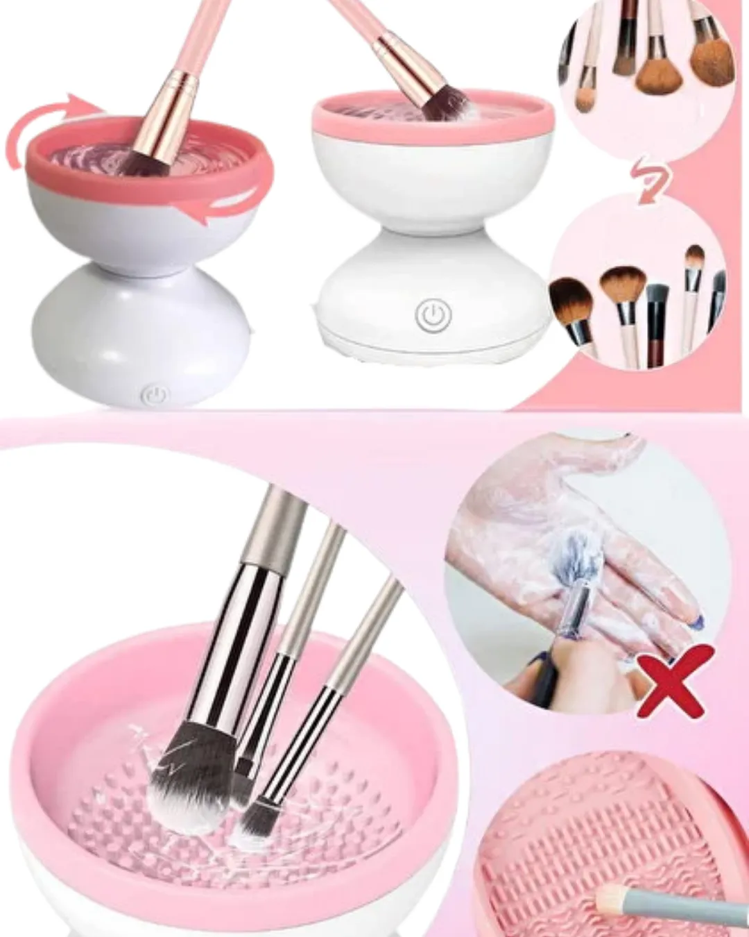 Elektrikli Makyaj Fırçası Temizleyici USB ile Çalışan Otomatik Fırça Yıkama Makinesi