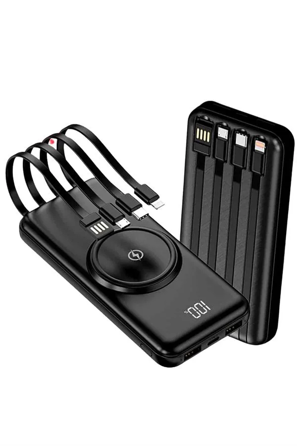 Kablosuz Çoklu Şarj Girişli 10.000 Mah Kablolu Powerbank Taşınabilir