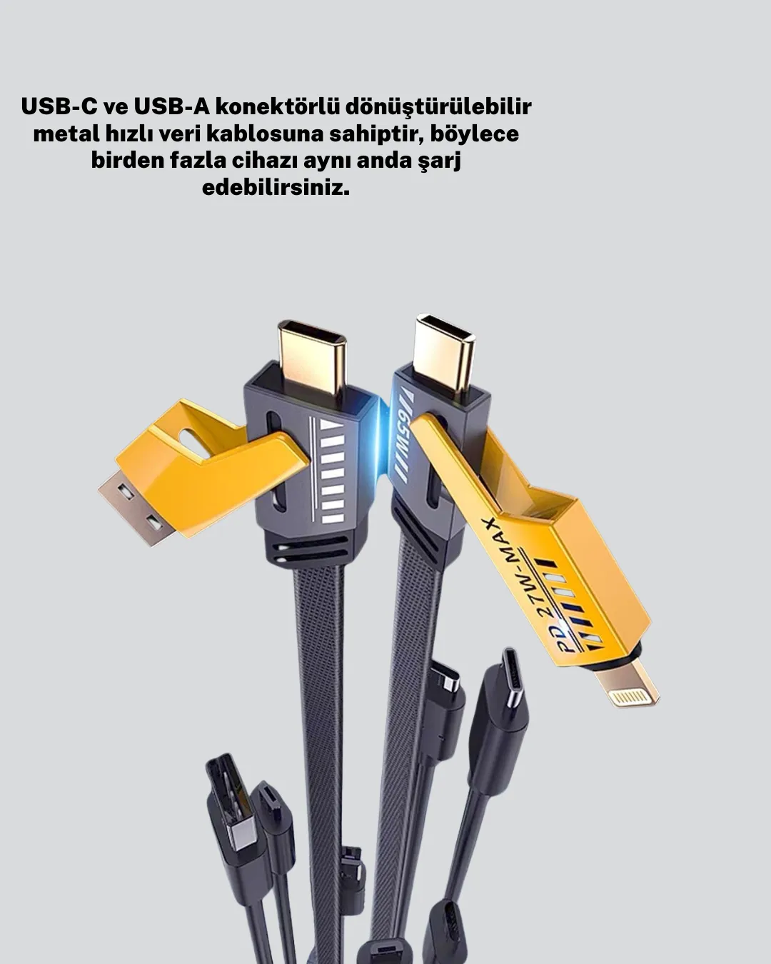 Dayanıklı 4’ü 1 Arada Çok Fonksiyonlu Hızlı Şarj Veri Kablosu